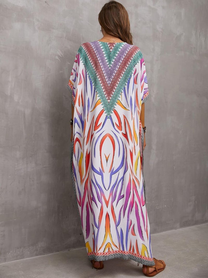 IMAGEKOPE Kaftan Dresses for Women Plus Size Bathing Suit Cover up Caftan Maxi Beach Dresses - Image 5